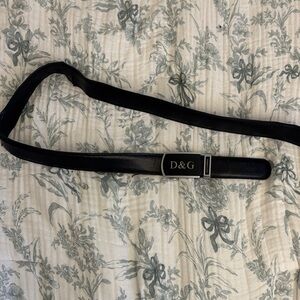 D&G Black Leather Belt Bag with Logo Buckle